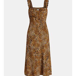 NWT, SZ L (12-14) Keyhole Front Midi Dress, Leopard Print